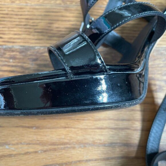 Ralph Lauren Purple Label Black Patent Leather Platform Sandals, US 10 - Picture 14 of 16